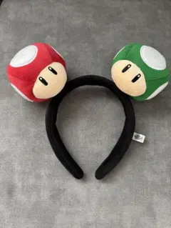 【美品】マリオ スーパーキノコ/1UPキノコ　カチューシャ