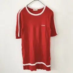 【希少レトロ】ピエールカルダン サマーニット リンガーTシャツ 赤 綿100%のサムネイル
