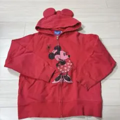 ディズニーリゾート トップス ジップアップパーカー 耳付きミニーマウス S 赤