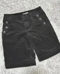 ブラック コーデュロイ ショートパンツ