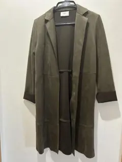 ZARA スエードロングコート　深緑 オリーブ　S