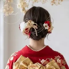 髪飾り ダリア×ブロッサム 赤 レッド／成人式 卒業式 振袖 袴 前撮り③