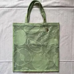 近沢レース　フルーツ柄レース　エコバッグ　ライトグリーン　未使用品