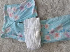 水色 花柄 浴衣 120cm 帯付き