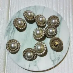 メタルパールボタン ゴールド 18mm 10個セット 装飾 ハンドメイド資材