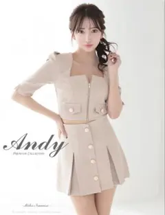 Andy ベージュ 袖あり　ミニドレスsサイズ