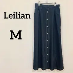 Leilian デニムロングスカート ボタンデザイン 9号