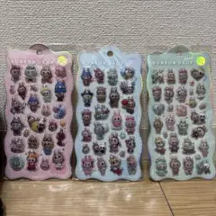 ボンボンドロップシール ラブブ風　3枚 ぷくぷくシール ステッカー