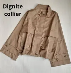 Dignite collierショートブルゾン大きポケット　広い袖口ジャケット