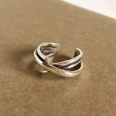 シルバー925 メキシカンジュエリー ヴィンテージリング オープンリング クロス