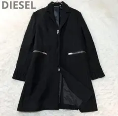 DIESEL　ウールコート　チェスターコート　ニット切り替え　レザー　ディーゼル