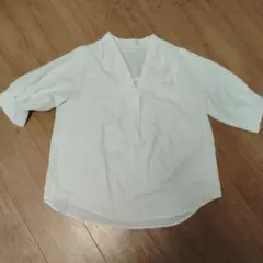 Check ホワイト Vネック 半袖シャツ