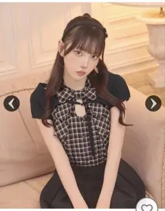 ミシェルマカロン ボレロsetフロントリボンチェックトップス - メルカリ
