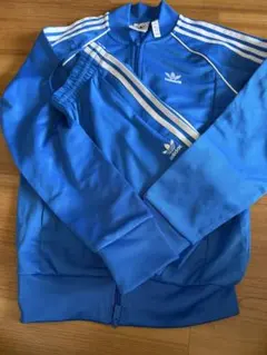 adidas 青 ジャージセットアップ