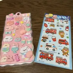 かわいい動物と消防テーマのシールセット