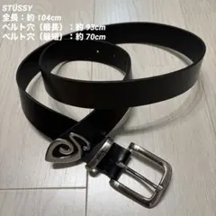 Stussy 黒レザー ベルト スワール型バックル s/m - メルカリ