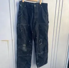 +*様 カーハート　ダブルニー　USA製 ブラック　34 30 鬼フェード　ボロ