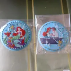 ディズニー刺繍缶バッジ　リトル・マーメイドアナと雪の女王　計3個