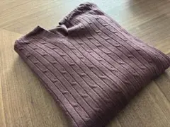 新品 長袖 薄手 ニットパーカー リブ風　ケーブル風 パープル系 春秋 フード