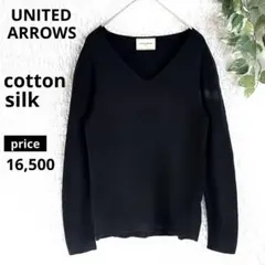 【極美品】ARROWS アローズ ニット ブラック 黒 Vネック コットンシルク