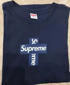 【美品】supreme シュプリーム20AWクロスボックスロゴtシャツ　ネイビー