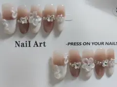 A1プレスオンネイル 花とストーン付きSサイズ10個セット