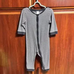 H&M 紺×白　ボーダー柄ロンパース 80サイズ　コットン100%