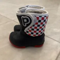 子ども用スノーブーツ 黒/赤/白チェック