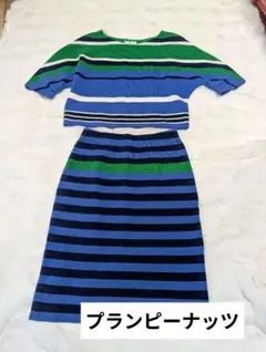 プランピーナッツ　ストライプ セットアップ 膝丈 半袖
