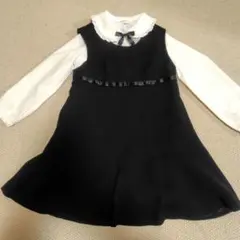 ブラックフォーマルワンピース&リボン付きシャツセット(130cm)