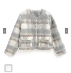 GRL グレイル チェック柄シャギージャケット［gn358］グレー ブルー