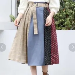 パッチワークミディスカート　ダズリン