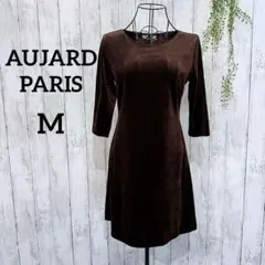 クリスチャンオジャール ワンピース M ベルベット ベロア 膝丈 Aライン 茶