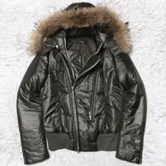 y2k ラクーンファー付き 中綿ダウンジャケット 短丈 grunge 46サイズ