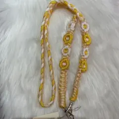 ハンドメイド スマホショルダーストラップ 白・黄色