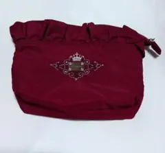 【インターモード】フリル付きポーチ/ボルドー色