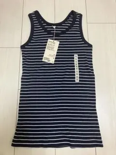 MUJI 新品　無印良品　ストレッチリブ編みタンクトップ 婦人Sネイビーボーダーのサムネイル