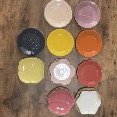 金麦花やか皿（陶器製花形皿）10枚セット