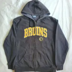 nhl ボストンブルーインズ ジップアップパーカーフーディー刺繍黒古着