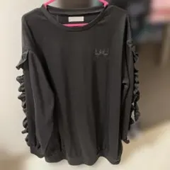 DEARMYLOVE フリル付き黒長袖ミニワンピース M-L