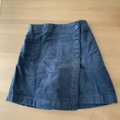 【新品】ブルーグレー ボタン付きコーデュロイ　キュロットスカート
