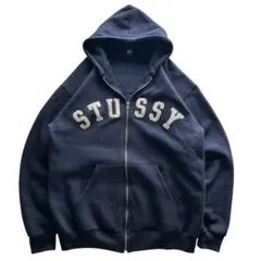 90's old Stussy ジップアップパーカー ネイビー XLのサムネイル
