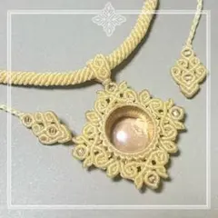 #489 マクラメ ハンドメイド ネックレス・ペンダント ガラス