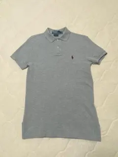 ポロラルフローレン ポロシャツ XS 165/88A グレー 赤ポニー オフィス