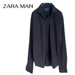 ZARA MAN ザラ長袖シンプル黒シャツ　ビジネスカジュアル　Yシャツ