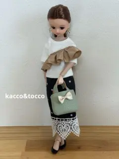 22㎝ドール服＊クシュっとシャツトップス＆スカイブルースカート