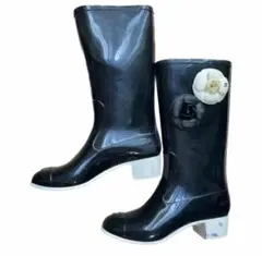 CHANEL カメリア レインブーツ ブラック 35 rainboots 長靴のサムネイル