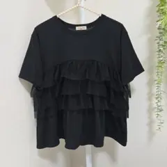 Samansa Mos2 チュールドッキングカットソー　ブラックのサムネイル