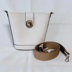 美品　ケイトスペード　オードリー　ミニバケット　ショルダーバッグ　ベージュ　白