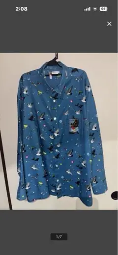 グラニフ 中村佑介 シャツ 鳥と星空 XL 青 ユニセックス クリーニング済